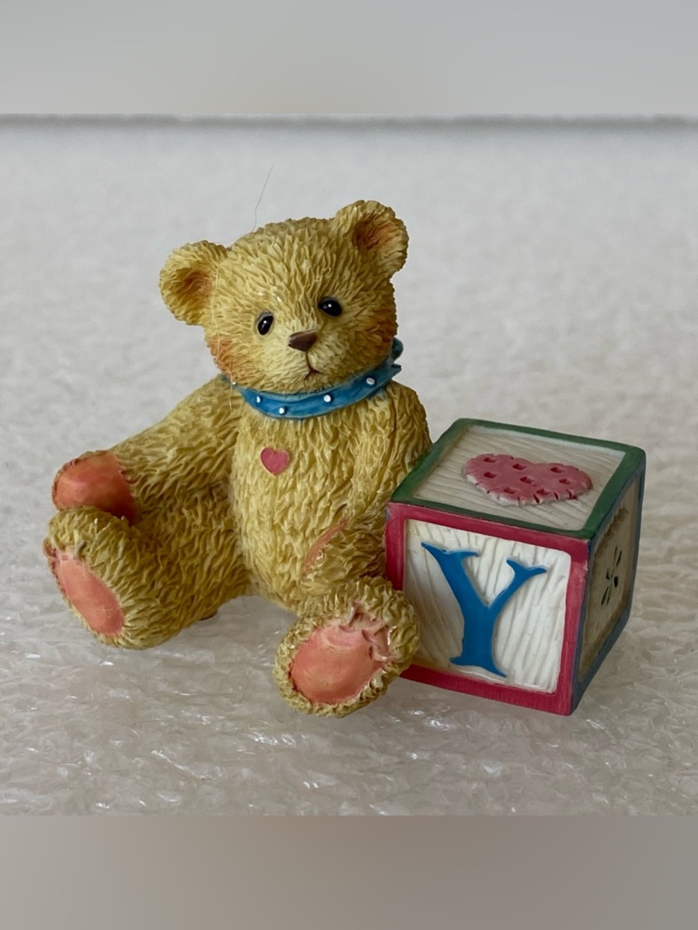 Enesco 1995 Cherished Teddies Bear With ABC Letter "y" Block Vintage Mini Figure